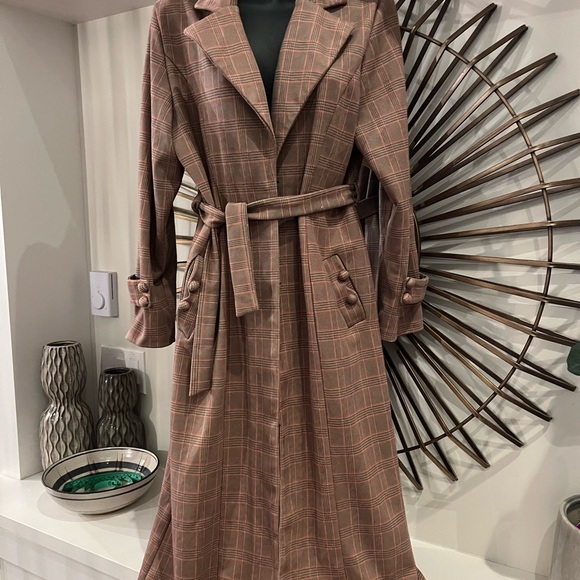 Handmade Jackets & Blazers - Women’s Plaid Belted Trench Coat - Brown